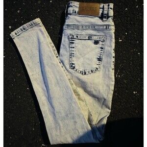 CHIPRE Acid Wash Skinny Jeans Women Size 26 Light Wash Stretch Denim Y2K